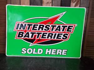 36 x 24 Interstate Battery Sign Vibrant Color Embossed
