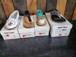 Lot of 4 Minnetonka Mocccasin Sandals New in Box Various Style and Sizes
