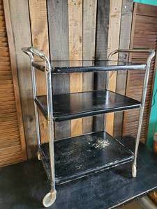 Vintage Metal 3 Tier Wheeled Cart