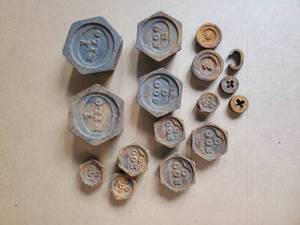 Lot of Vintage Cast Iron Hexagonal Scale Weights Mixed Sizes
