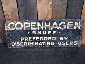 1950s Tin Copenhagen Snuff Sign