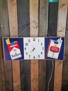 1950s Porcelain Face Marlboro Cigarette Advertising Clock  WOW