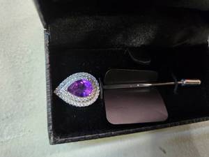 Gold Coast Platinum Plated Elegant Occasion Dress Noticeable Pin (Purple, New). Sold for over $120.00 online