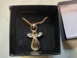 Genuine Australian 14K Gold Plated Crystal Angel Locket on 18-Inch Rope Chain  Brand New  Brand New Sold online for over $120