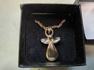 Genuine Australian 14K Gold Plated Crystal Angel Locket on 18-Inch Rope Chain  Brand New  Brand New Sold online for over $120