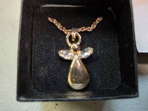 Genuine Australian 14K Gold Plated Crystal Angel Locket on 18-Inch Rope Chain  Brand New  Brand New Sold online for over $120