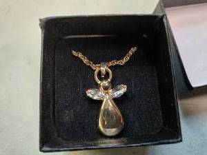 Genuine Australian 14K Gold Plated Crystal Angel Locket on 18-Inch Rope Chain  Brand New  Brand New Sold online for over $120