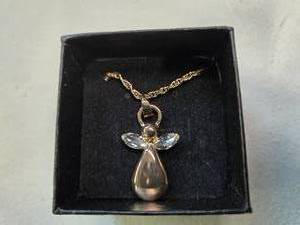 Genuine Australian 14K Gold Plated Crystal Angel Locket on 18-Inch Rope Chain  Brand New  Brand New Sold online for over $120