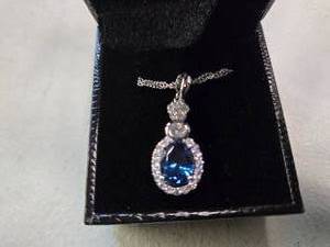 Gold Coast Platinum Plated Blue & Clear Fashion Rhinestone Pendant Necklace  Brand New Sold online from $80 to $250