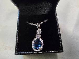 Gold Coast Platinum Plated Blue & Clear Fashion Rhinestone Pendant Necklace  Brand New Sold online from $80 to $250