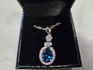 Gold Coast Platinum Plated Blue & Clear Fashion Rhinestone Pendant Necklace  Brand New Sold online from $80 to $250