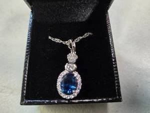 Gold Coast Platinum Plated Blue & Clear Fashion Rhinestone Pendant Necklace  Brand New Sold online from $80 to $250