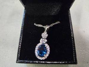 Gold Coast Platinum Plated Blue & Clear Fashion Rhinestone Pendant Necklace  Brand New Sold online from $80 to $250