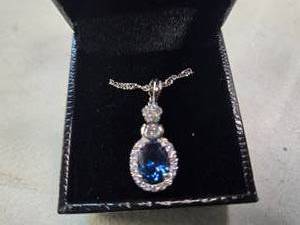 Gold Coast Platinum Plated Blue & Clear Fashion Rhinestone Pendant Necklace  Brand New Sold online from $80 to $250