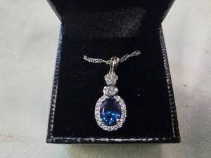 Gold Coast Platinum Plated Blue & Clear Fashion Rhinestone Pendant Necklace  Brand New Sold online from $80 to $250