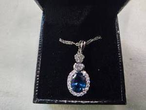 Gold Coast Platinum Plated Blue & Clear Fashion Rhinestone Pendant Necklace  Brand New Sold online from $80 to $250