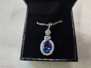 Gold Coast Platinum Plated Blue & Clear Fashion Rhinestone Pendant Necklace  Brand New Sold online from $80 to $250