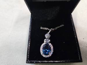 Gold Coast Platinum Plated Blue & Clear Fashion Rhinestone Pendant Necklace  Brand New Sold online from $80 to $250