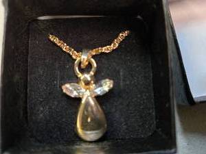 Genuine Australian 14K Gold Plated Crystal Angel Locket on 18-Inch Rope Chain  Brand New  Brand New Sold online for over $120