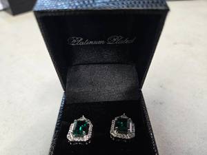 Gold Coast Platinum Plated Earrings  Ruby Green  Brand New Sold online for $60 to $180