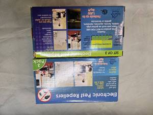 Lot of Two Electronic Pest Repeller Sets (New) with each pack containing 3 repellers