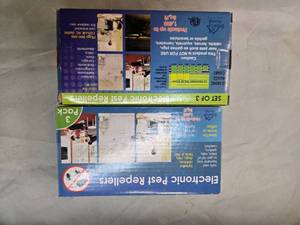 Lot of Two Electronic Pest Repeller Sets (New) with each pack containing 3 repellers