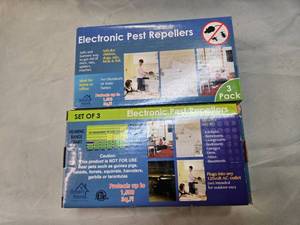 Lot of Two Electronic Pest Repeller Sets (New) with each pack containing 3 repellers