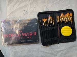 Lot of 2 Items (The World War II Collection & Professional Art Paint Brush Set with Accessories in Zip Pouch) New
