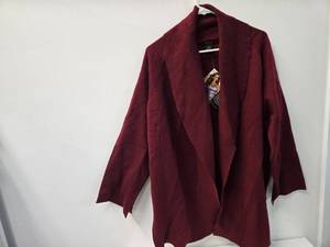 IMAN Global Chic Long Sleeve Open Front Knit Maroon Cardigan (Size 1X, New with Tag)
