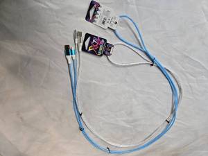 Lot of 2 LED Light-Up Fast Charging 7ft Long USB Cables for Samsung Phones (New)