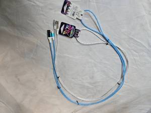 Lot of 2 LED Light-Up Fast Charging 7ft Long USB Cables for Samsung Phones (New)