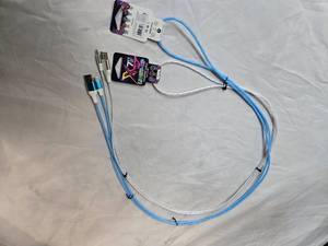 Lot of 2 LED Light-Up Fast Charging 7ft Long USB Cables for Samsung Phones (New)