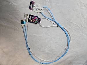 Lot of 2 LED Light-Up Fast Charging 7ft Long USB Cables for Samsung Phones (New)