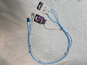 Lot of 2 LED Light-Up Fast Charging 7ft Long USB Cables for Samsung Phones (New)