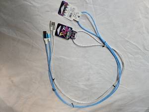 Lot of 2 LED Light-Up Fast Charging 7ft Long USB Cables for (One for Samsung Phones and one for Apple Phone, New)