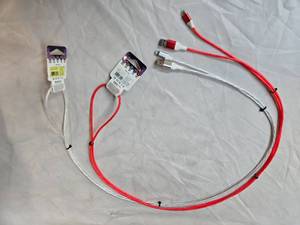 Lot of 2 LED Light-Up Fast Charging 7ft Long USB Cables (One for Samsung Phones and One for Apple Phones, New)