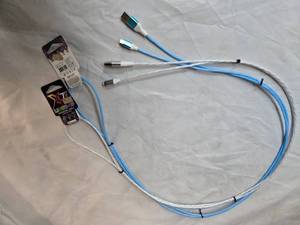Lot of 2 LED Light-Up Fast Charging 7ft Long USB Cables (One for Samsung Phones and One for Apple Phones, New)