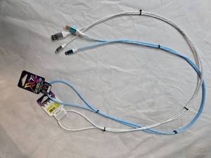 Lot of 2 LED Light-Up Fast Charging 7ft Long USB Cables (One for Samsung Phones and One for Apple Phones, New)