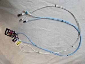 Lot of 2 LED Light-Up Fast Charging 7ft Long USB Cables (One for Samsung Phones and One for Apple Phones, New)