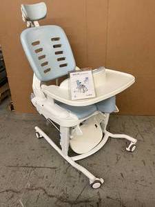 lot 34 image: MSRP $3500&nbspRifton Large HTS Hygiene & Toileting System Adjustable Reclining Commode Bath Shower Chair With Footrest & Tray Table Z102 Model - Great Working condition