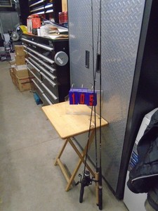lot 105 image: Qty of 3 fishing poles. As shown.