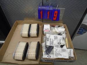 lot 119 image: Flat of Tecumseh pinion bevels & air filters. As shown.