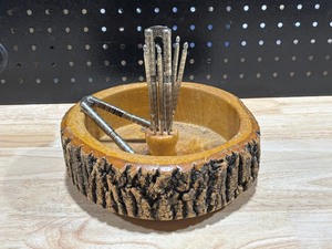 Vintage Wooden Nut Bowl Cracker and Picks