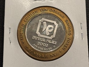 .999 Fine Silver $10 Dollar Gaming Token Imperial Palace
