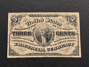 1863 3 Cent Treasury Department Fractional Currency