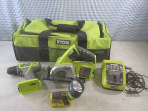 lot 176 image: (EW5) Ryobi Cordless Tools with Bag...