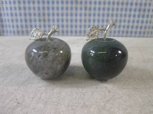 lot 238 image: (CNTR) 2 Polished Moss Agate Apples...