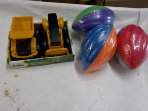 lot 62 image: John Deere Toys and Footballs...