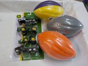 lot 66 image: John Deere Toys and Footballs...