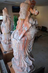 Large Hand-Carved Marble Statue of Chinese Deity